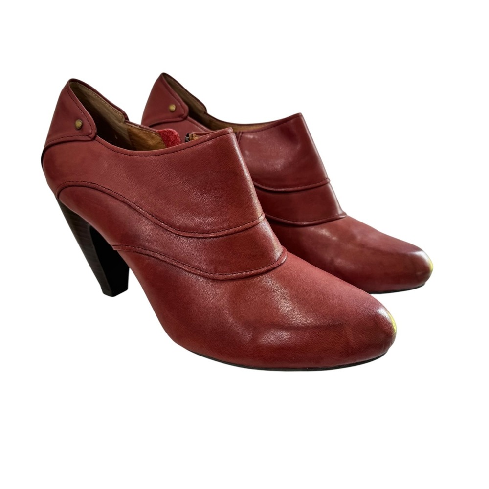 Miz Mooz Fulton Boho Brass Stud Retro Leather Ankle Booties‎ 10 Terracota Zip